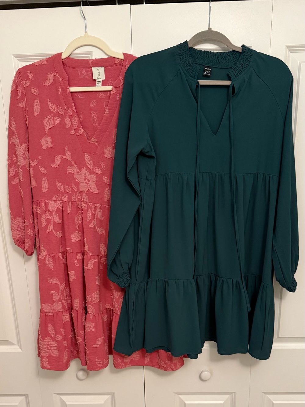 2 Cute babydoll style Smocked Yoke Tiered Dresses Size Medium